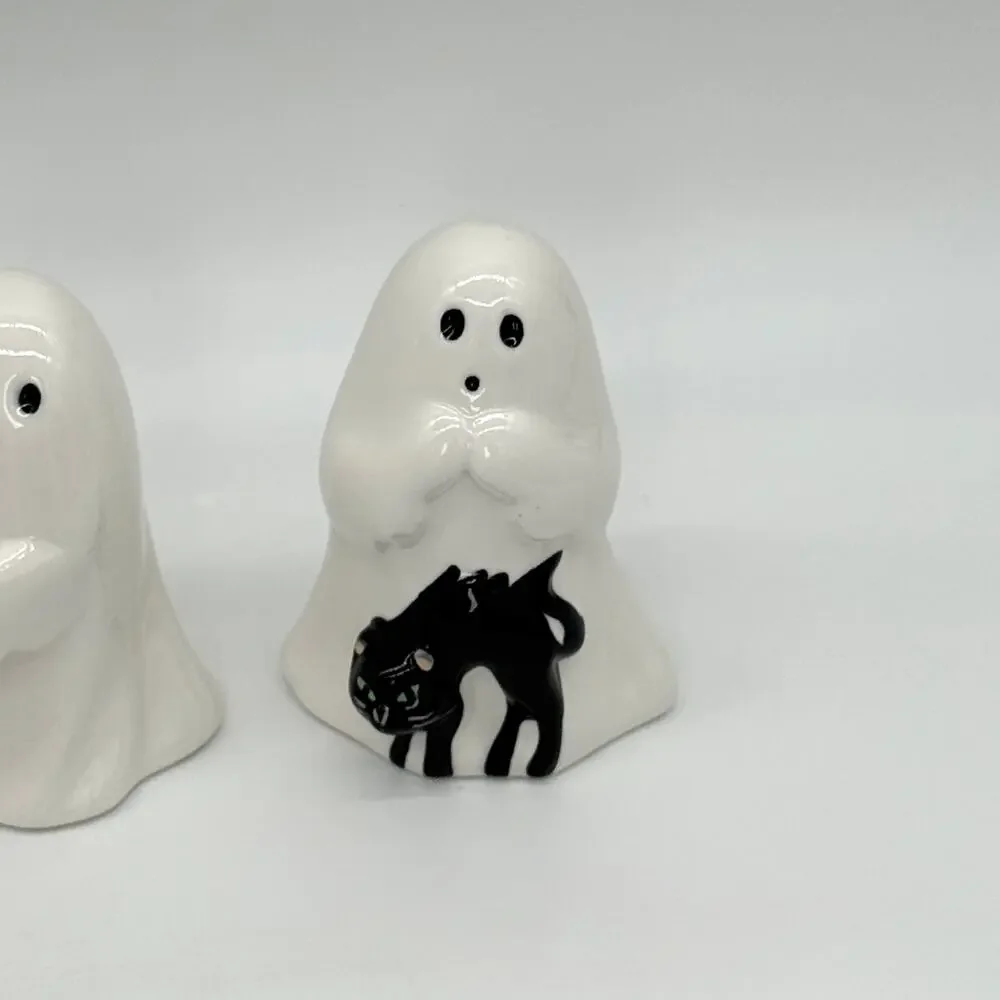 Set of 3 Target Hyde & Eek Ceramic Ghost w/ Pink Pumpkin Bat & Cat Halloween NEW
